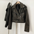 OFTBUY Fashion Faux Leather Jacket Female New Spring Autumn Long Sleeves Fake Leather Clothes Women Short Pu Leather Coat