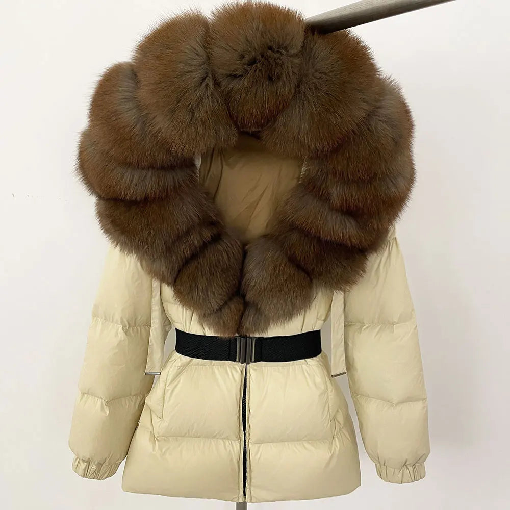 OFTBUY New Winter Clothing Puffer Jacket Women Parkas Waterproof Real Fox Fur Hooded Thick Warm 90% White Duck Down Coat Female
