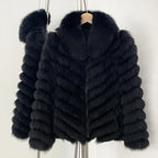 OFTBUY 2-in-1 Reversible Luxury Jacket - 100% Real Fox Fur Coat & Windproof Winter Parka