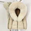 OFTBUY New Belted Luxury Warm Winter Women's Puffer Jacket with Real Mongolia Sheep Fur Collar Outerwear Duck Dowm Coat Female