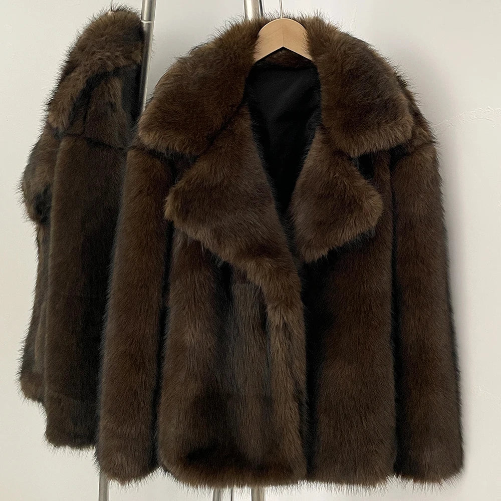 OFTBUY Winter Clothes Female Ins Hot Fashion Girls Oversized Gradient Fur Coat Women Thick Warm Outerwear Fluffy Faux Fox Fur Jacket
