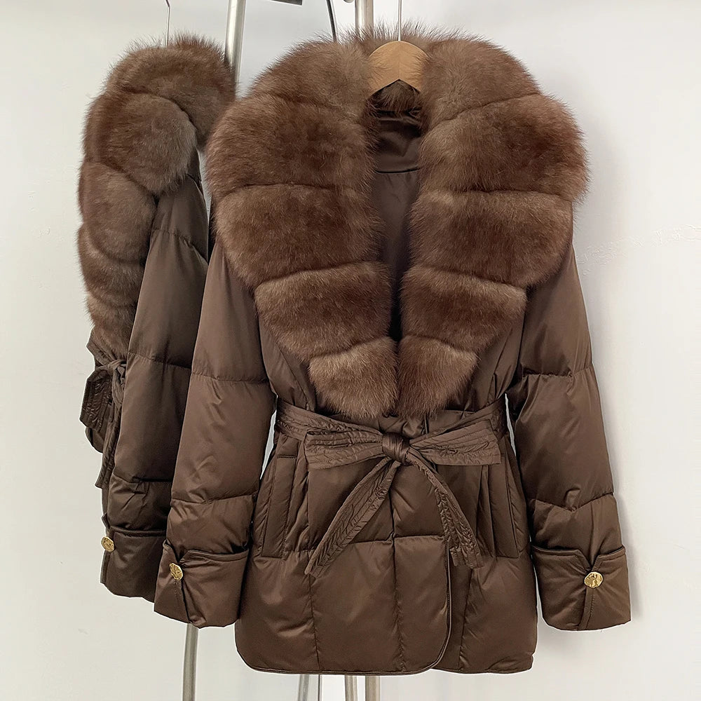 OFTBUY New Women's Winter Down Jacket Real Fox Fur Outer Clothes Female Luxury Duck Down Jacket Feather Coats and Parkas