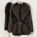 OFTBUY New Autumn Winter Top Thickened Warm Clothing Women Fashion Faux Fur Coat Female Belt Black Fluffy Fake Fur Jacket Outerwear