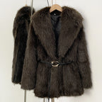 OFTBUY New Autumn Winter Top Thickened Warm Clothing Women Fashion Faux Fur Coat Female Belt Black Fluffy Fake Fur Jacket Outerwear