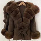 OFTBUY Luxury Real Fox Fur 100% Wool Coat Female New Autumn Winter Warm Woolen Clothes Women Long Sleeves Cashmere Woolen Jacket