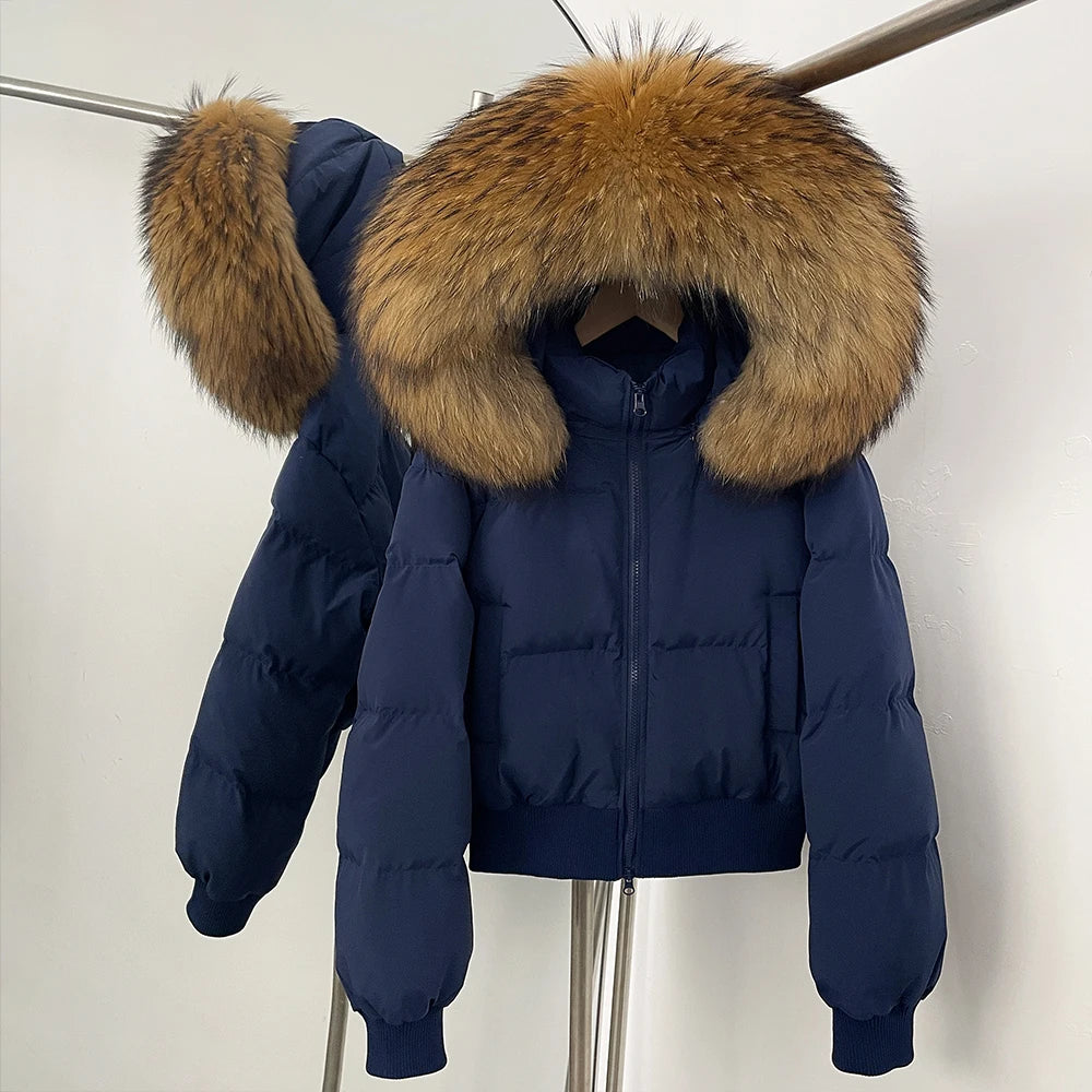 OFTBUY New Winter Short Hooded Top Down Clothes Women Fashion Natural Fox Fur Duck Down Coat Thickened Warm Puffer Jacket Female