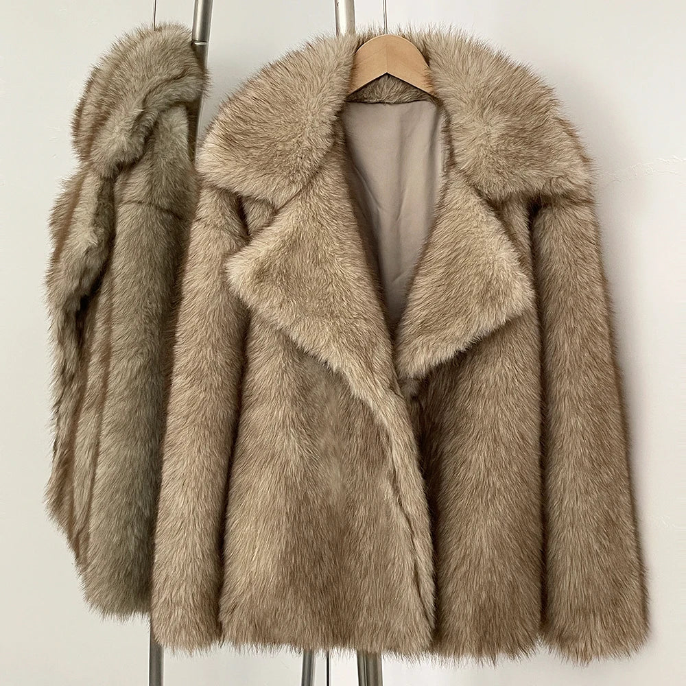 OFTBUY Winter Clothes Female Ins Hot Fashion Girls Oversized Gradient Fur Coat Women Thick Warm Outerwear Fluffy Faux Fox Fur Jacket