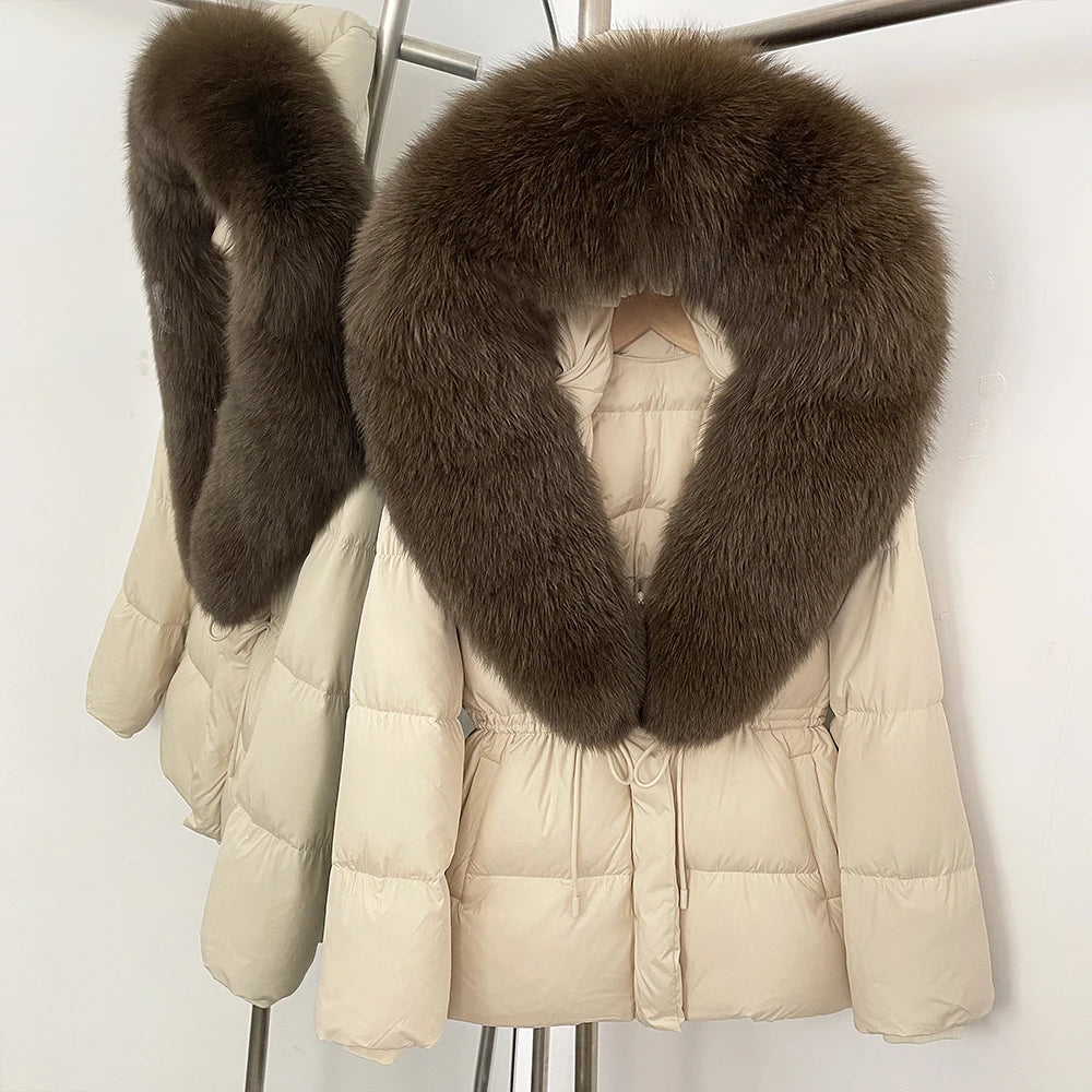 OFTBUY Big Real Fox Fur Collar Duck Down Coat Female New Winter Hooded Warm Down Clothes Women Natural Raccoon Fur Puffer Jacket