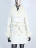 OFTBUY Double-sided Wool Coat Female New Autumn Winter Real Fox Fur Clothes Women Detachable Fur Cuffs Woolen Cashmere Jacket