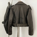 OFTBUY Fashion Faux Leather Jacket Female New Spring Autumn Long Sleeves Fake Leather Clothes Women Short Pu Leather Coat