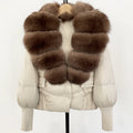 OFTBUY Big Natural Fox Fur Coat Women New Winter 90% White Duck Down Jacket Female Short Puffer Feather Coats Parkas