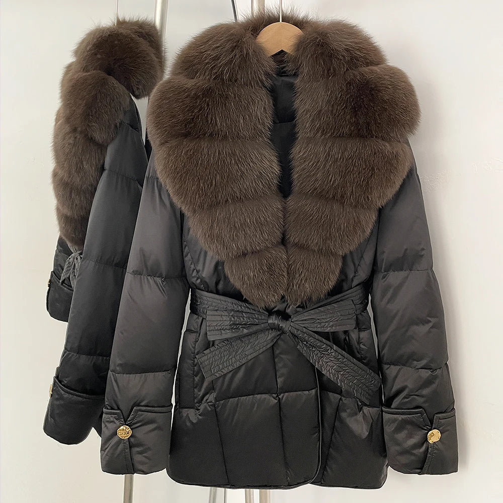 OFTBUY New Women's Winter Down Jacket Real Fox Fur Outer Clothes Female Luxury Duck Down Jacket Feather Coats and Parkas
