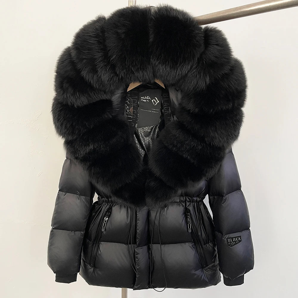 OFTBUY Big Real Fox Fur Coat Autumn Winter Clothes Women Warm Natural Fur White Goose Duck Jacket Female Hooded Puffer Jacket