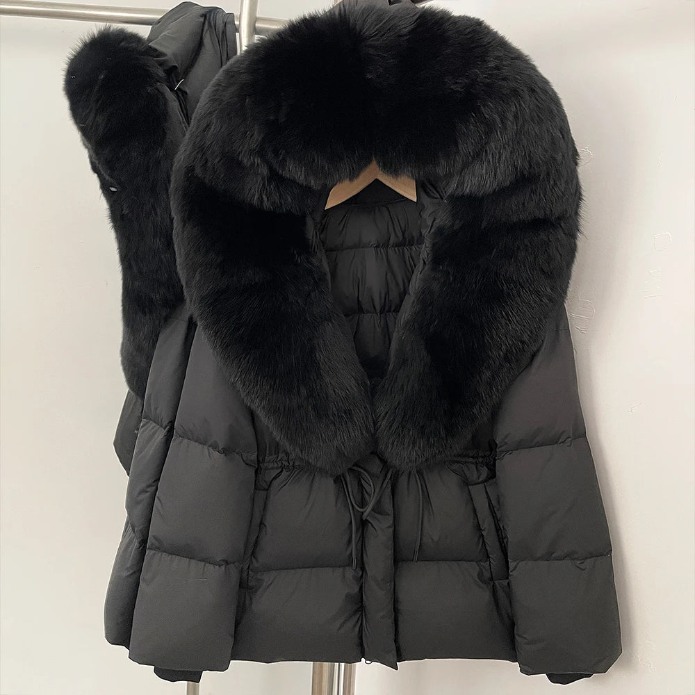 OFTBUY Big Real Fox Fur Collar Duck Down Coat Female New Winter Hooded Warm Down Clothes Women Natural Raccoon Fur Puffer Jacket