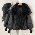 OFTBUY New Women's Duck Down Jacket Whit Large Real Fox Fur Collar Puffy Sleeve Warm Loose Puffer Jacket Winter Luxury Outerwear