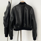 OFTBUY New Spring Autumn Faux Leather Jacket Female Fashion Knitted Collar Fake Leather Coat Women High Quality Black Clothes