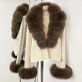 OFTBUY Loose Fit Warm Winter Fashion Lady Outerwear Sweater Female New Women's Knit Cardigan with Large Real Fox Fur Collar
