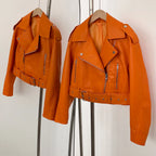 OFTBUY Fashion Faux Leather Jacket Female New Spring Autumn Long Sleeves Fake Leather Clothes Women Short Pu Leather Coat