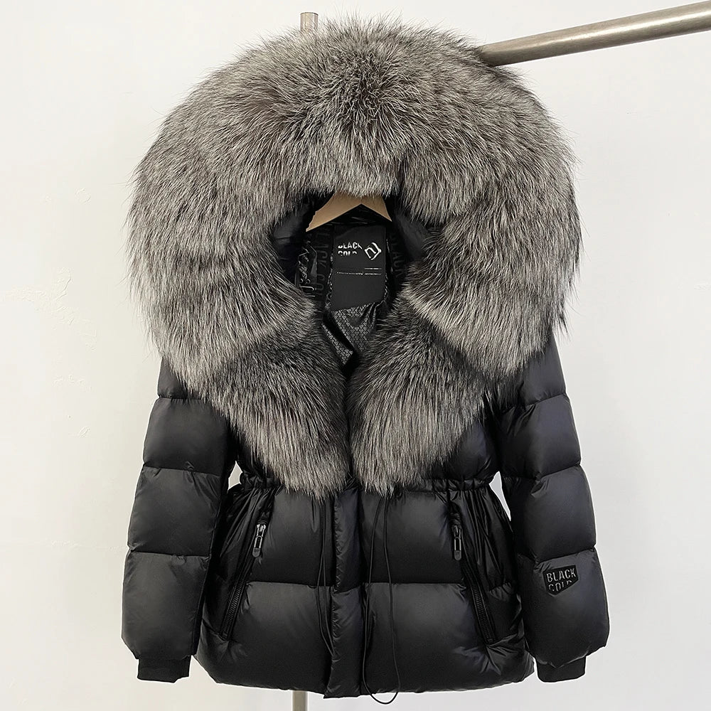 OFTBUY Big Real Fox Fur Coat Autumn Winter Clothes Women Warm Natural Fur White Goose Duck Jacket Female Hooded Puffer Jacket
