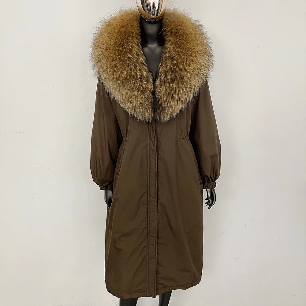 OFTBUY New Zipper Autumn Winter Clothes Women Natural Fox Fur Collar Goose Down Coat Long Warm Thickened Real Fur Puffer Jacket