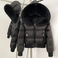 OFTBUY Big Natural Raccoon Fur Fluffy Puffer Jacket Women Knit Cuff Real Fur Collar White Duck Down Coat New Winter Top Clothes