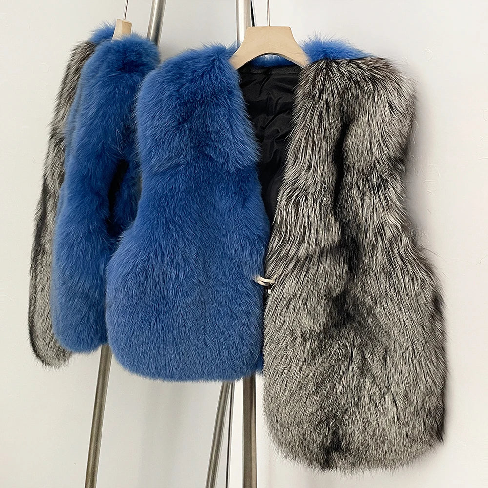 OFTBUY Spelling Sleeveless Real Raccoon Fur Waistcoat Jacket Women Fashion Thick Warm Outwaer Natural Fox Fur Vest Coat Female