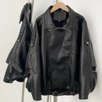 OFTBUY Wholesale Faux Leather Jacket Women Fashion Black Fake Leather Locomotive Coat Female New Spring Autumn Clothes Lady Overcoat