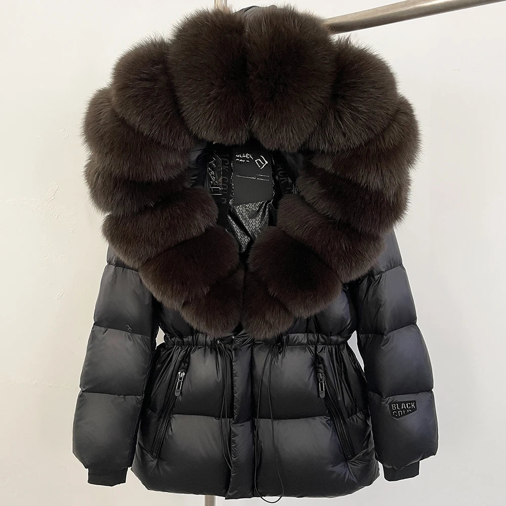 OFTBUY Big Real Fox Fur Coat Autumn Winter Clothes Women Warm Natural Fur White Goose Duck Jacket Female Hooded Puffer Jacket
