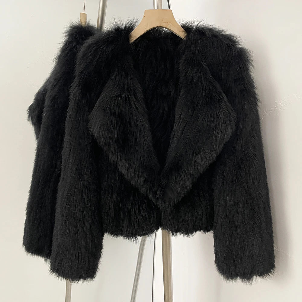 OFTBUY Luxury Short Natural Fox Fur Jacket Female New Autumn Winter Warm Top Clothes Women Weaving Thick Fluffy Real Fur Coat