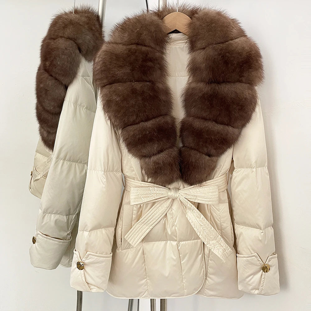 OFTBUY New Women's Winter Down Jacket Real Fox Fur Outer Clothes Female Luxury Duck Down Jacket Feather Coats and Parkas