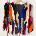 OFTBUY New Autumn Winter Luxury Outerwear Women's Multicolor Real Rex Rabbit Fur Vest Patchwork V-Neck Natural Fur Waistcoat