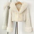 OFTBUY Short Faux Lamb Fur Jacket Female New Fashion Autumn Warm Thick Artificial Fur Winter Clothing Women Hooded Fake Fox Fur Coat