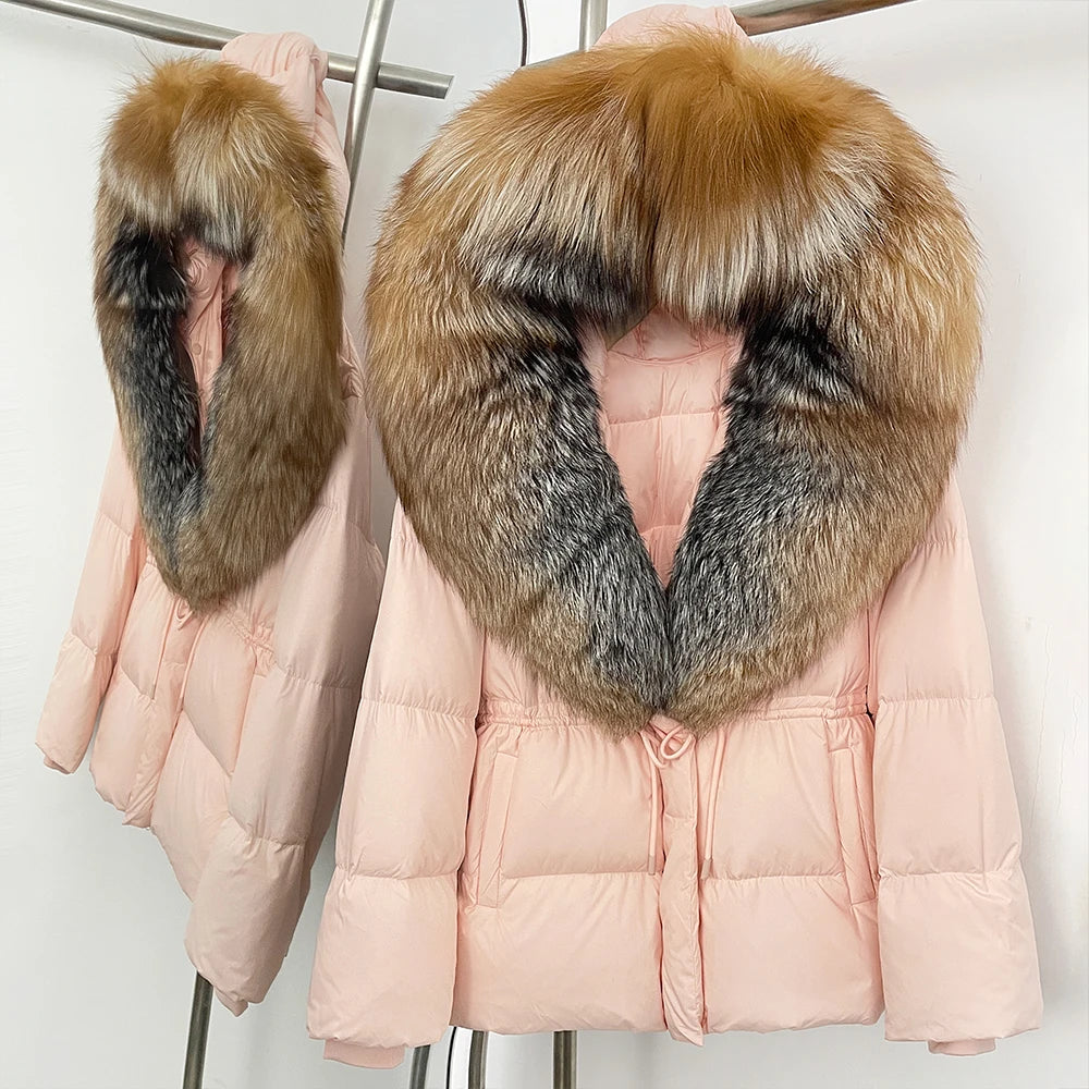 OFTBUY Big Real Fox Fur Collar Duck Down Coat Female New Winter Hooded Warm Down Clothes Women Natural Raccoon Fur Puffer Jacket