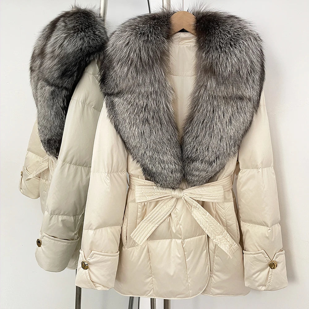 OFTBUY New Women's Winter Down Jacket Real Fox Fur Outer Clothes Female Luxury Duck Down Jacket Feather Coats and Parkas