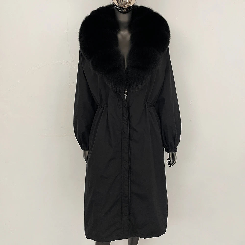 OFTBUY New Zipper Autumn Winter Clothes Women Natural Fox Fur Collar Goose Down Coat Long Warm Thickened Real Fur Puffer Jacket