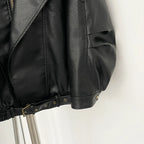 OFTBUY Wholesale Faux Leather Jacket Women Fashion Black Fake Leather Locomotive Coat Female New Spring Autumn Clothes Lady Overcoat