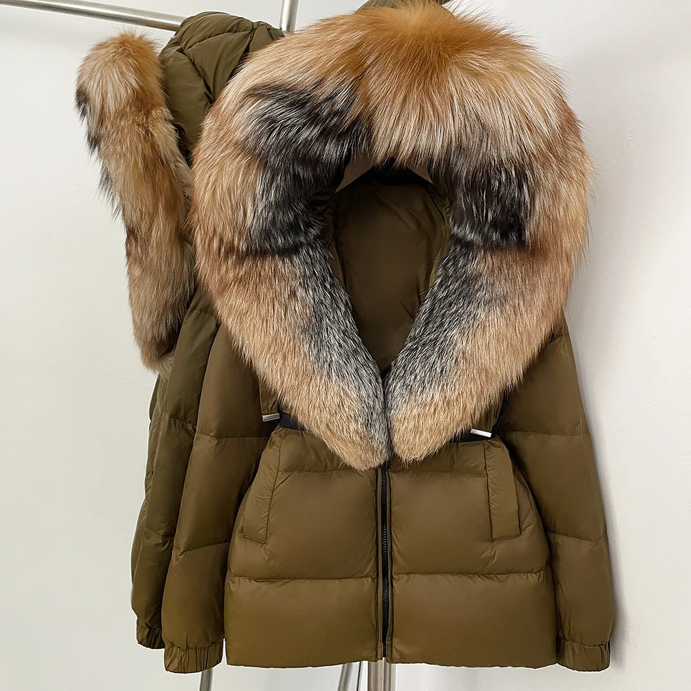 OFTBUY New Winter Clothing Puffer Jacket Women Parkas Waterproof Real Fox Fur Hooded Thick Warm 90% White Duck Down Coat Female