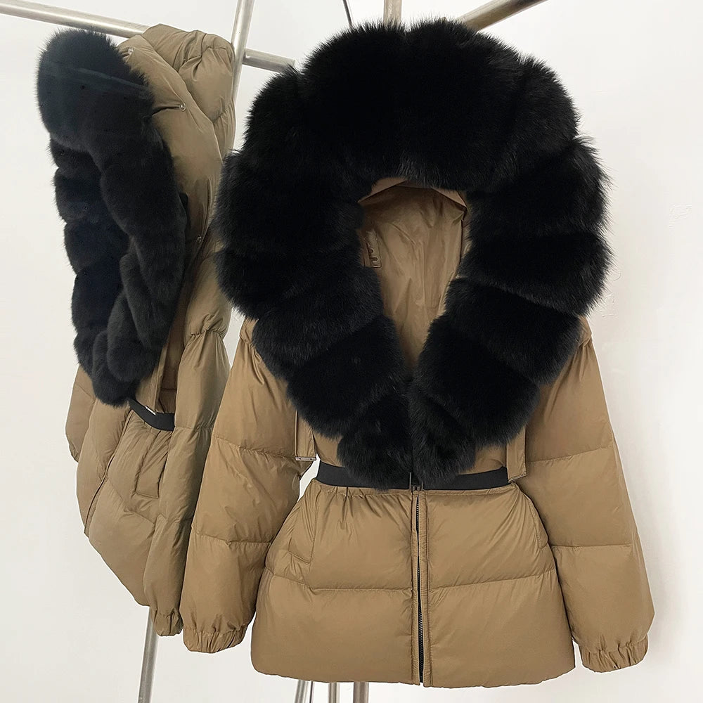 OFTBUY New Winter Clothing Puffer Jacket Women Parkas Waterproof Real Fox Fur Hooded Thick Warm 90% White Duck Down Coat Female