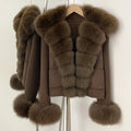 OFTBUY Woolen Jacket New Women's Short Double-Faced Wool Coat with Real Fox Fur Pockets Luxury Warm Winter Fashion Outerwear