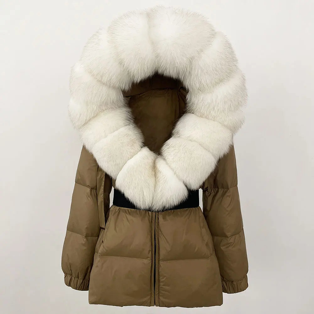 OFTBUY New Winter Clothing Puffer Jacket Women Parkas Waterproof Real Fox Fur Hooded Thick Warm 90% White Duck Down Coat Female