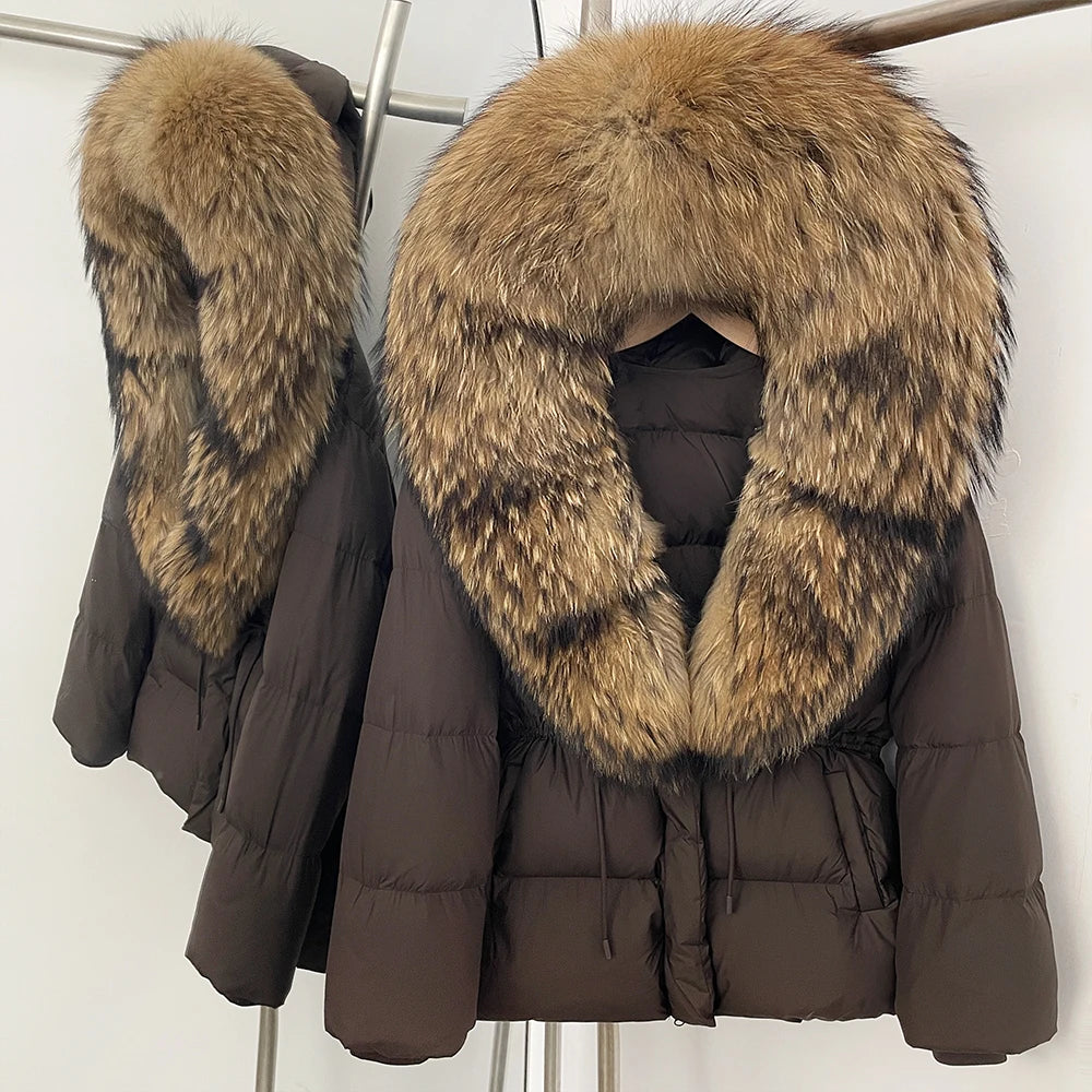 OFTBUY Big Real Fox Fur Collar Duck Down Coat Female New Winter Hooded Warm Down Clothes Women Natural Raccoon Fur Puffer Jacket
