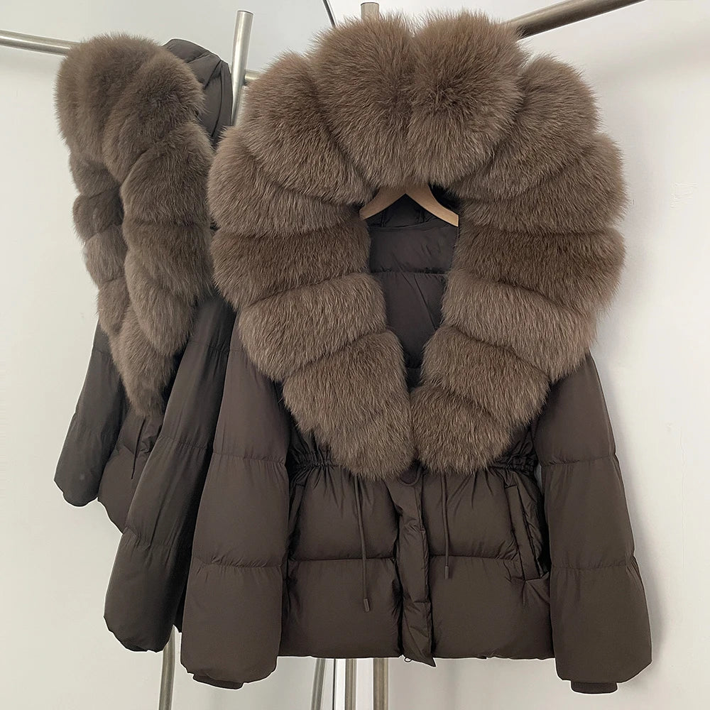 OFTBUY Big Real Fox Fur Collar Duck Down Coat Female New Winter Hooded Warm Down Clothes Women Natural Raccoon Fur Puffer Jacket