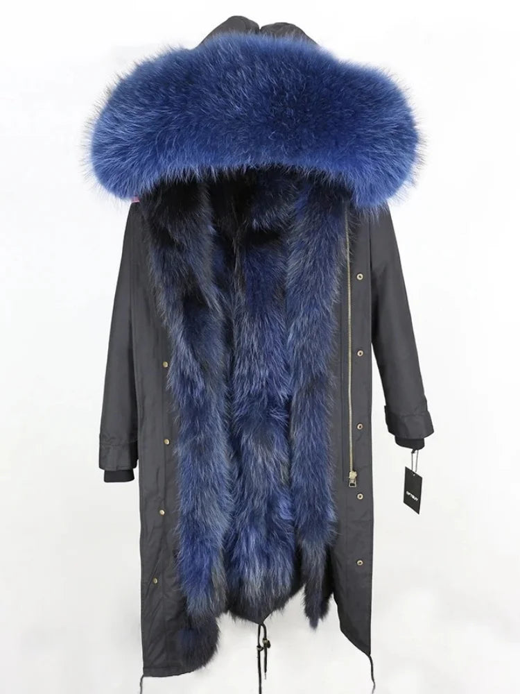 OFTBUY Real Fur Coat Winter Jacket Women Long Parka Waterproof Big Natural Raccoon Fur Collar Hood Thick Warm Real Fox Fur Liner coat