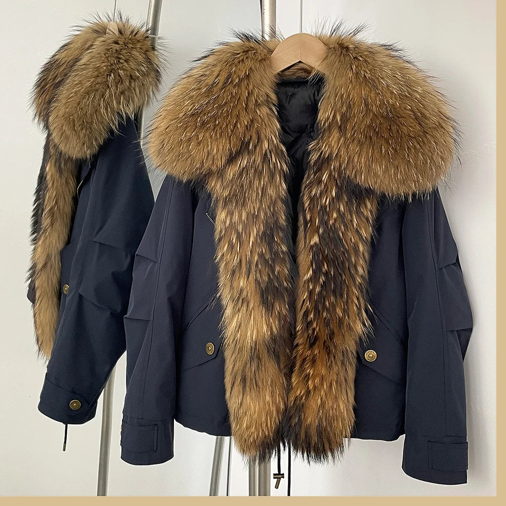OFTBUY Warm Big Natural Fox Fur Collar Down Coat New Autumn Winter Clothing Women Waterproof Safai Real Fur Puffer Jacket Female