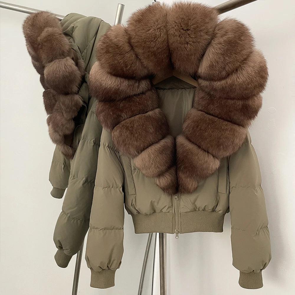 OFTBUY New Warm Thickened Autumn Winter Coat Women Short Real Fox Fur Duck Down Clothes for Women Natural Fur Puffer Coat Female