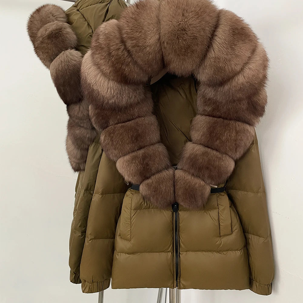 OFTBUY New Winter Clothing Puffer Jacket Women Parkas Waterproof Real Fox Fur Hooded Thick Warm 90% White Duck Down Coat Female