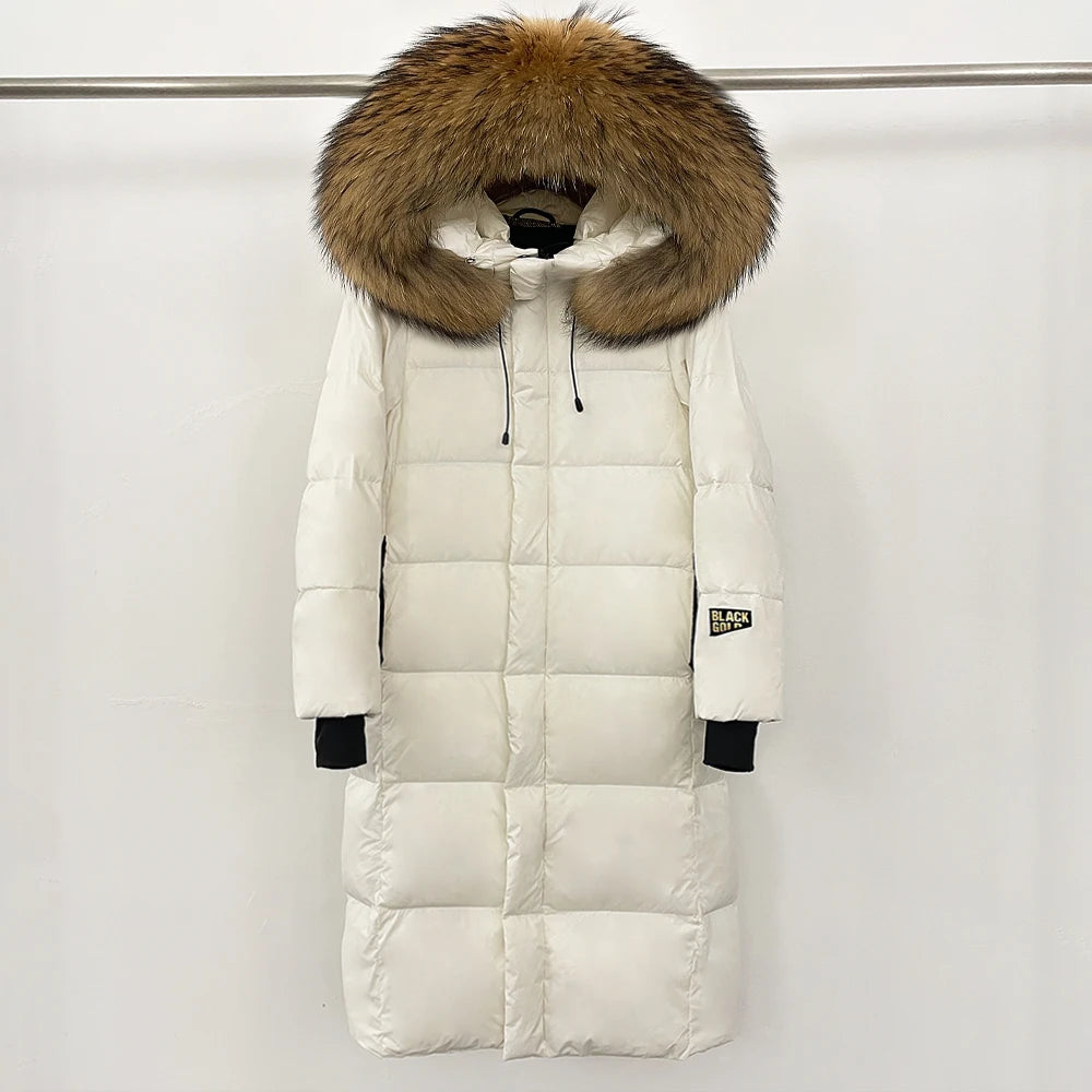 OFTBUY Winter Clothes Women Black Gold Goose Down Coat Big Real Raccoon Fur Collar Overcoat Real Fox Fur Puffer Jacket Female