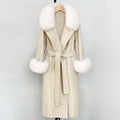 OFTBUY Fashion Warm Top Clothing Women Real Fur Wool Coat Female New Autumn Winter Wool Jacket with Natural Fur Collar and Cuffs