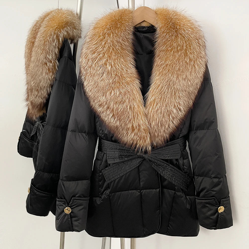 OFTBUY New Women's Winter Down Jacket Real Fox Fur Outer Clothes Female Luxury Duck Down Jacket Feather Coats and Parkas