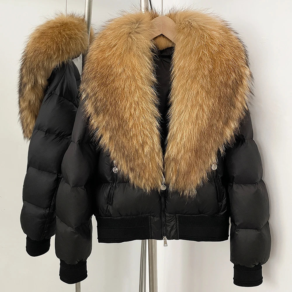 OFTBUY Real Fox Fur Collar Puffer Jacket Female New Winter Top Fluffy Clothing Thick Warm Natural Fur White Duck Down Coat Women